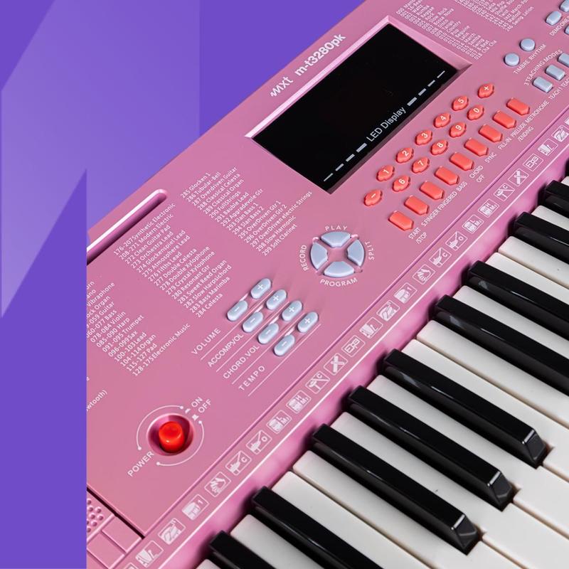 Teclado musical 300 timbres 300 ritmos, 3 modos teaching, rosa